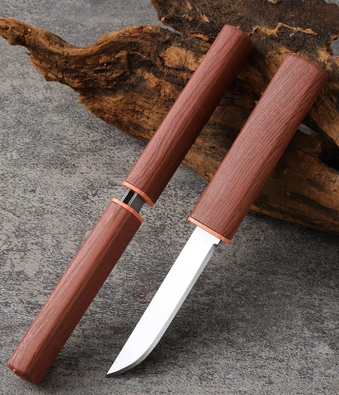 Wooden Handle Camping Double Knife