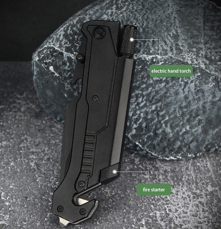 Black EDC Outdoor Folding Knife Multi