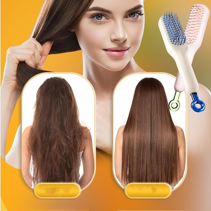 【Hot Sale 50%OFF】Self-Cleaning Anti-Static Massage Comb, Easy Clean Hair Brush with Retractable Bristles